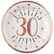SANTEX Age Specific Birthday Rose Gold 30th Birthday Large Round Lunch Paper Plates, 9 Inches, 10 Count 3660380069843