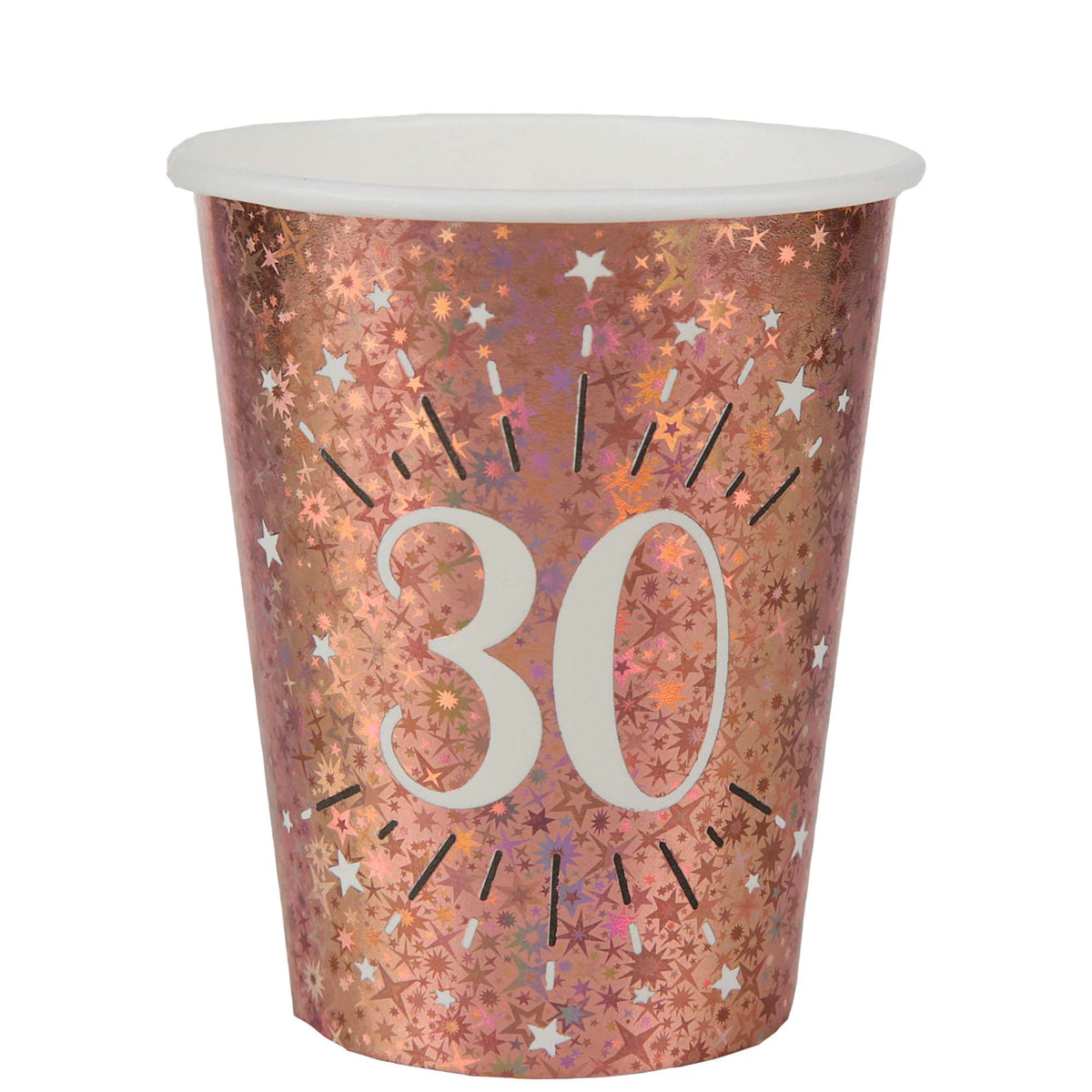 SANTEX Age Specific Birthday Rose Gold 30th Birthday Party Paper Cups, 9 Oz, 10 Count
