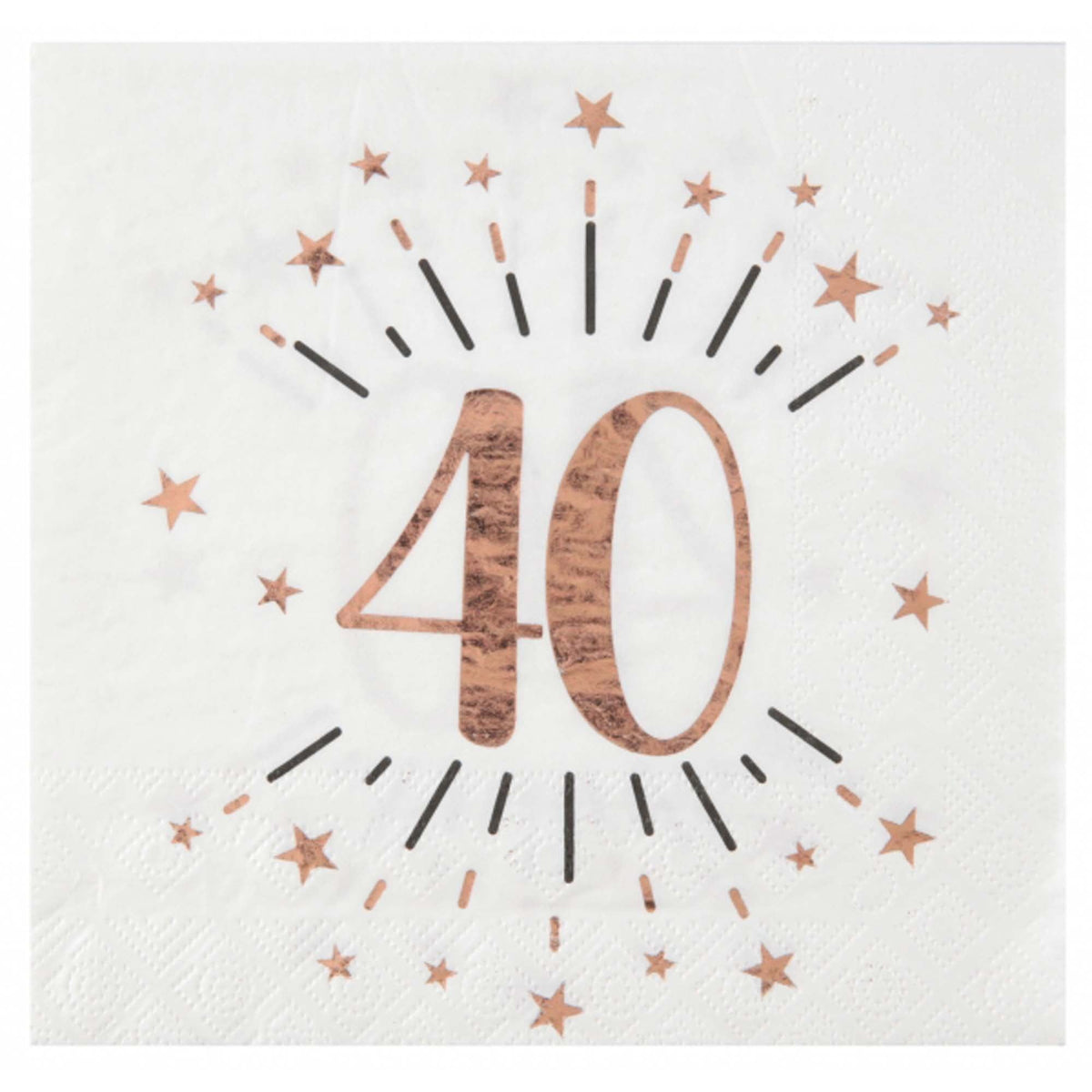 SANTEX Age Specific Birthday Rose Gold 40th Birthday Large Lunch Napkins, 10 Count