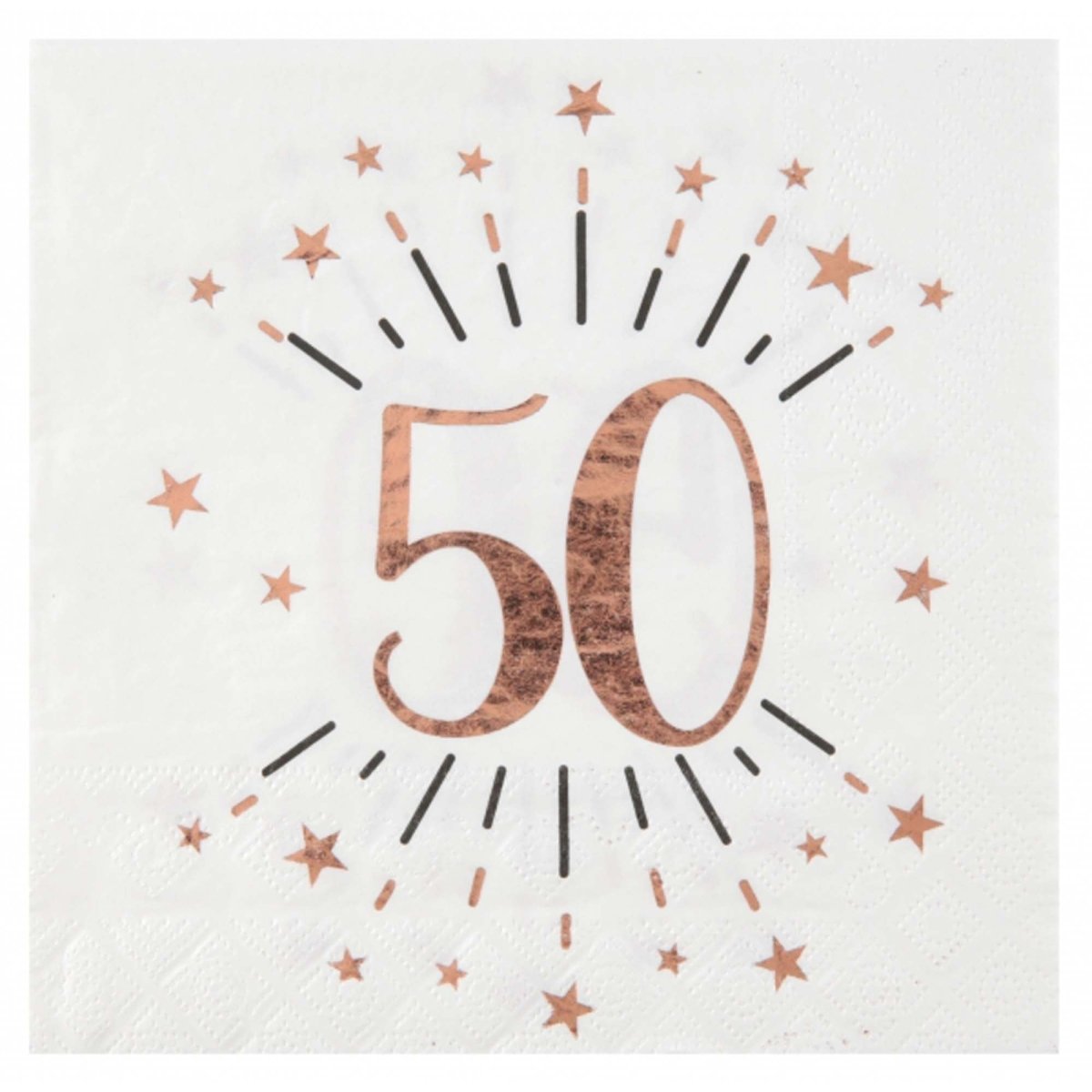 SANTEX Age Specific Birthday Rose Gold 50th Birthday Large Lunch Napkins, 10 Count 3660380070023