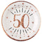 SANTEX Age Specific Birthday Rose Gold 50th Birthday Large Round Lunch Paper Plates, 9 Inches, 10 Count 3660380069867