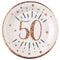 SANTEX Age Specific Birthday Rose Gold 50th Birthday Large Round Lunch Paper Plates, 9 Inches, 10 Count 3660380069867