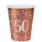 SANTEX Age Specific Birthday Rose Gold 50th Birthday Party Paper Cups, 9 Oz, 10 Count