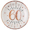 SANTEX Age Specific Birthday Rose Gold 60th Birthday Large Round Lunch Paper Plates, 9 Inches, 10 Count