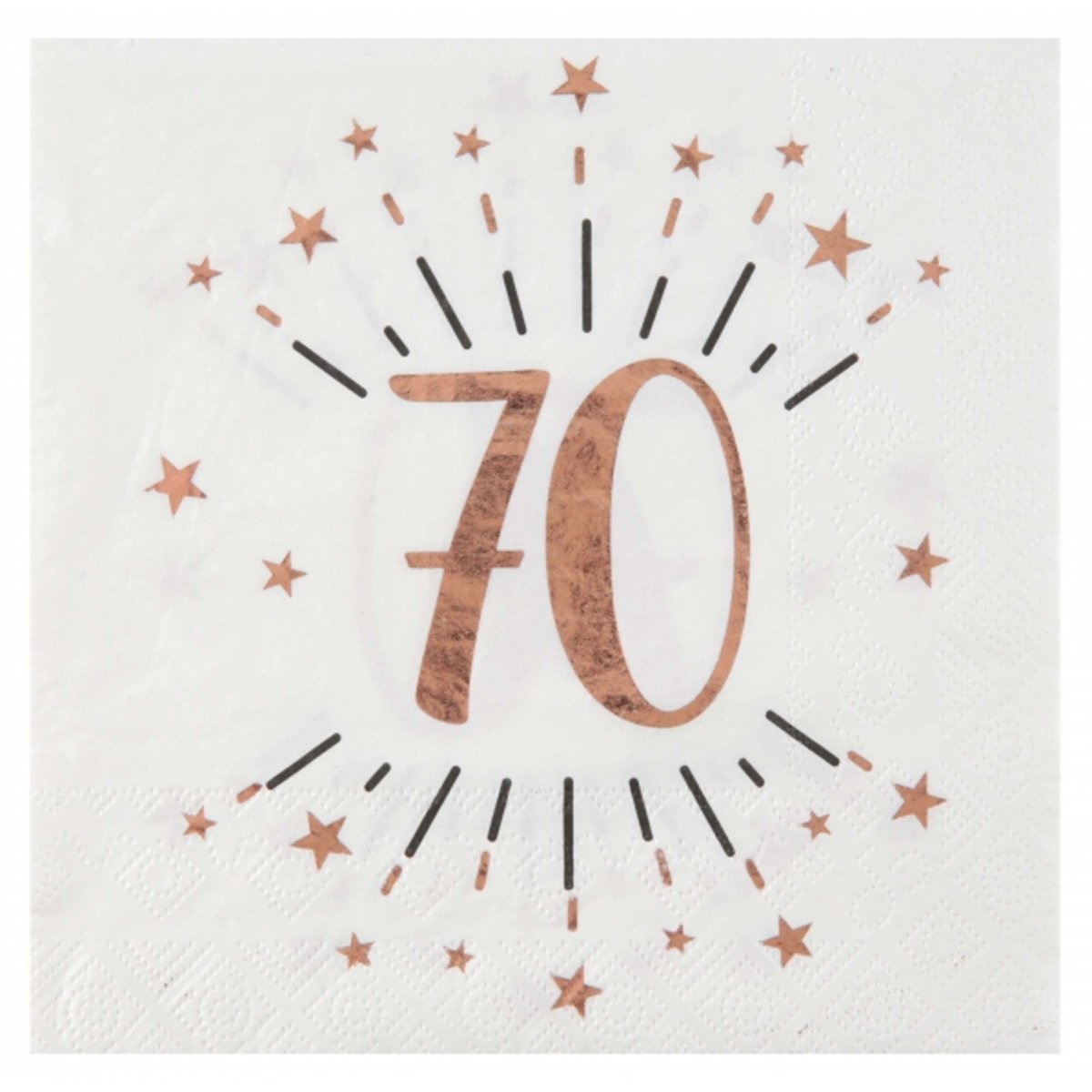 SANTEX Age Specific Birthday Rose Gold 70th Birthday Large Lunch Napkins, 10 Count 3660380070047
