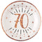 SANTEX Age Specific Birthday Rose Gold 70th Birthday Large Round Lunch Paper Plates, 9 Inches, 10 Count 3660380069881