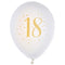 SANTEX Age Specific Birthday White and Gold 18th Birthday Latex Balloons, 12 Inches, 6 Count 3660380050933
