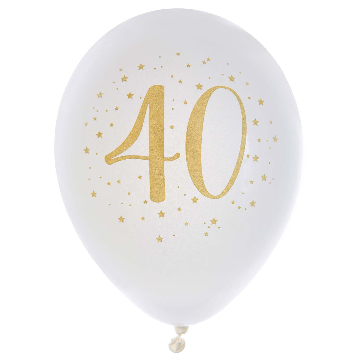 SANTEX Age Specific Birthday White and Gold 40th Birthday Latex Balloons, 12 Inches, 6 Count 3660380050964
