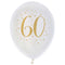 SANTEX Age Specific Birthday White and Gold 60th Birthday Latex Balloons, 12 Inches, 6 Count 3660380050988