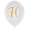 SANTEX Age Specific Birthday White and Gold 70th Birthday Latex Balloons, 12 Inches, 6 Count 3660380050995
