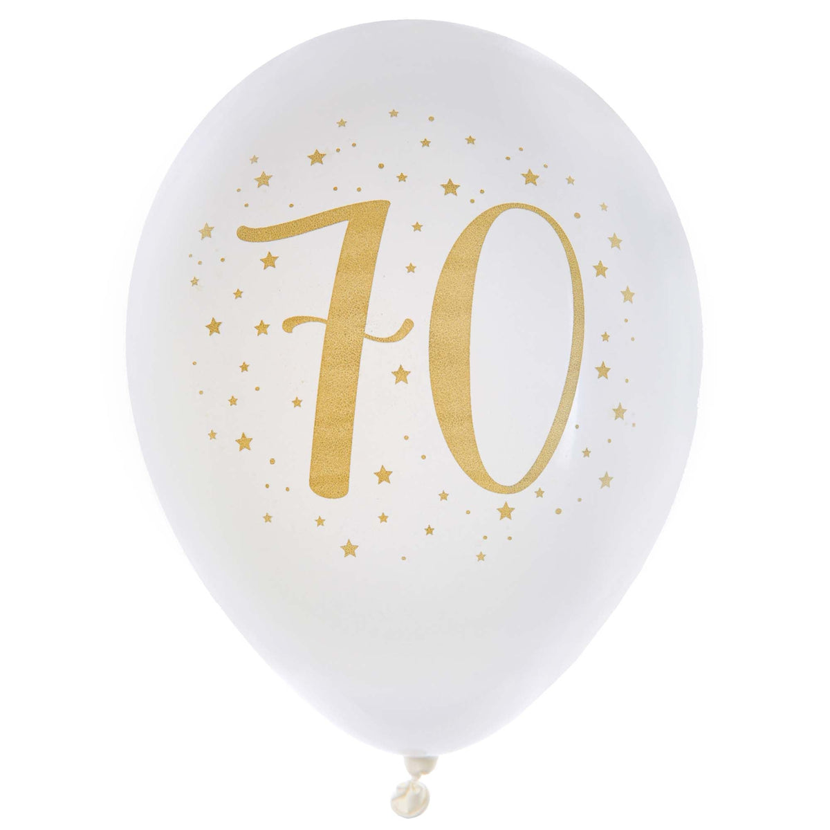 SANTEX Age Specific Birthday White and Gold 70th Birthday Latex Balloons, 12 Inches, 6 Count 3660380050995