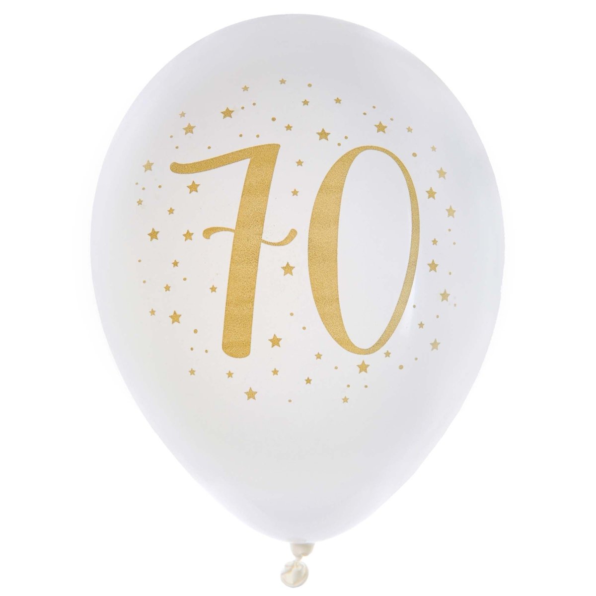 SANTEX Age Specific Birthday White and Gold 70th Birthday Latex Balloons, 12 Inches, 6 Count 3660380050995