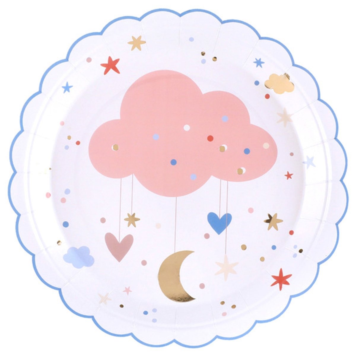 SANTEX Baby Shower My Sweetheart Scalloped Lunch Paper Plates, 9 Inches, 10 Count 3660380099260