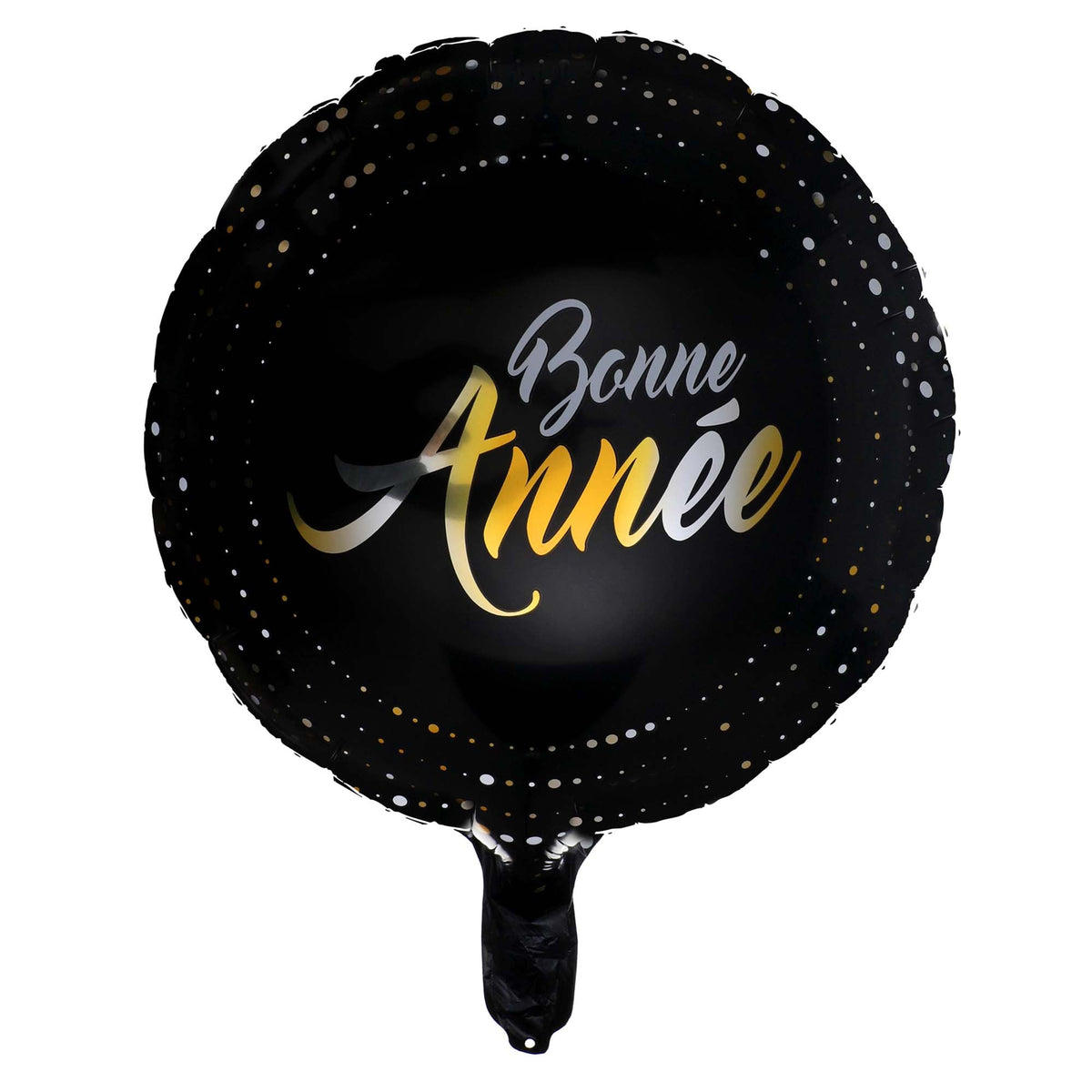 SANTEX Balloons "Bonne Année" Round Foil Balloon, Black and Gold, 18 Inches, 1 Count