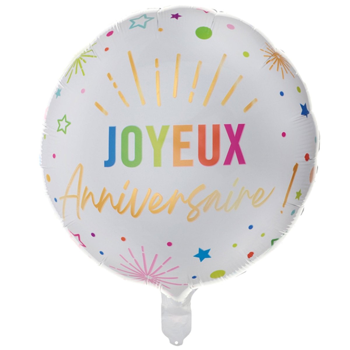 SANTEX Balloons White "Joyeux Anniversaire" Birthday Foil Balloon, 18 Inches, 1 Count 3660380113713
