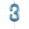 SANTEX Cake Supplies Light Blue Number 3 Birthday Candle, 1 Count 3660380084471