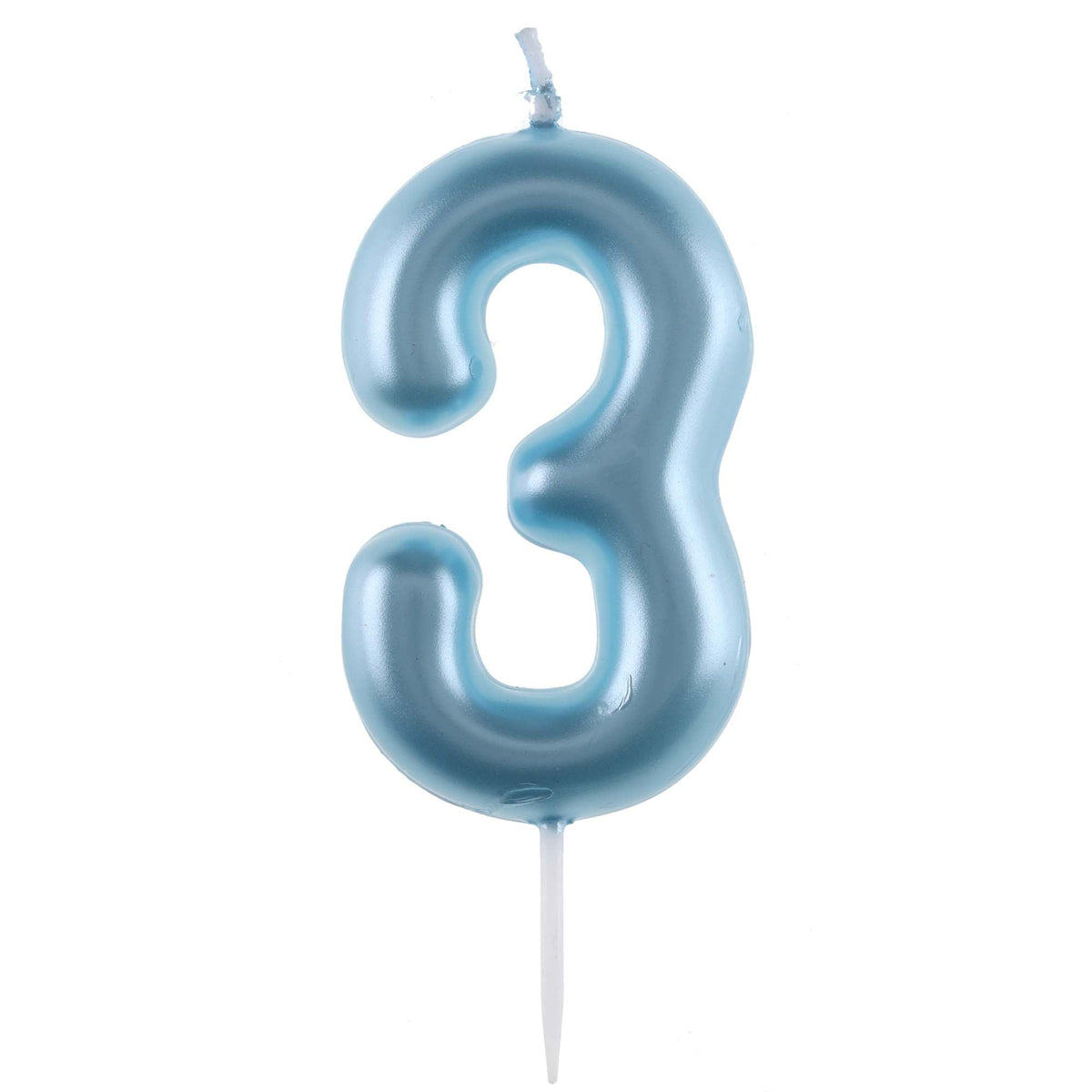 SANTEX Cake Supplies Light Blue Number 3 Birthday Candle, 1 Count 3660380084471