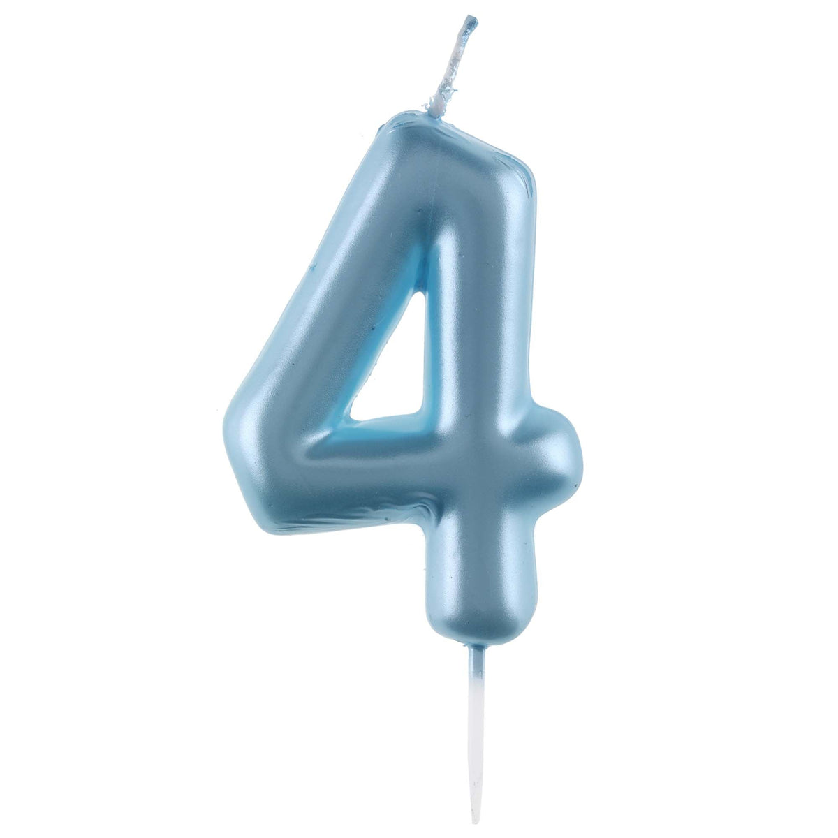 SANTEX Cake Supplies Light Blue Number 4 Birthday Candle, 1 Count 3660380084488