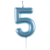 SANTEX Cake Supplies Light Blue Number 5 Birthday Candle, 1 Count 3660380084495
