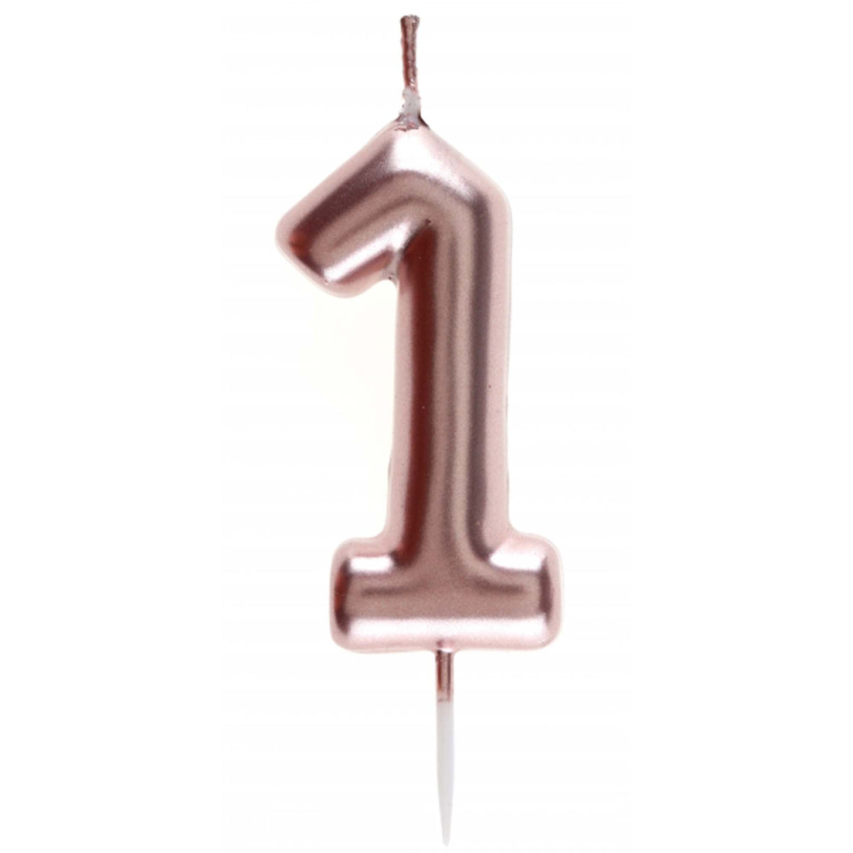 SANTEX Cake Supplies Rose Gold Number 1 Birthday Candle, 1 Count 3660380068785