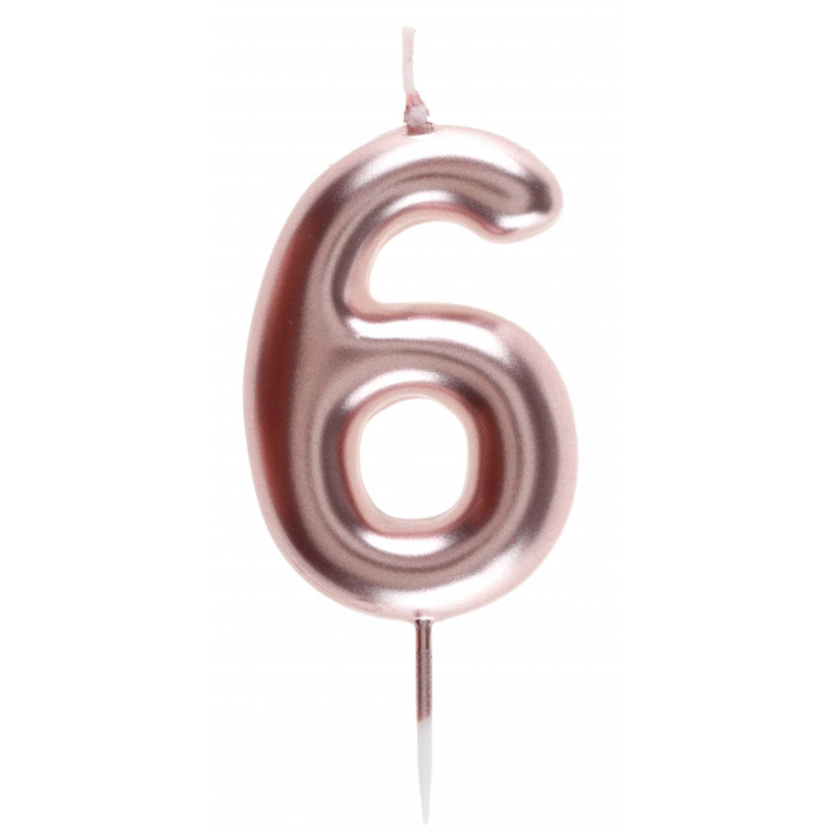 SANTEX Cake Supplies Rose Gold Number 6 Birthday Candle, 1 Count 3660380068839