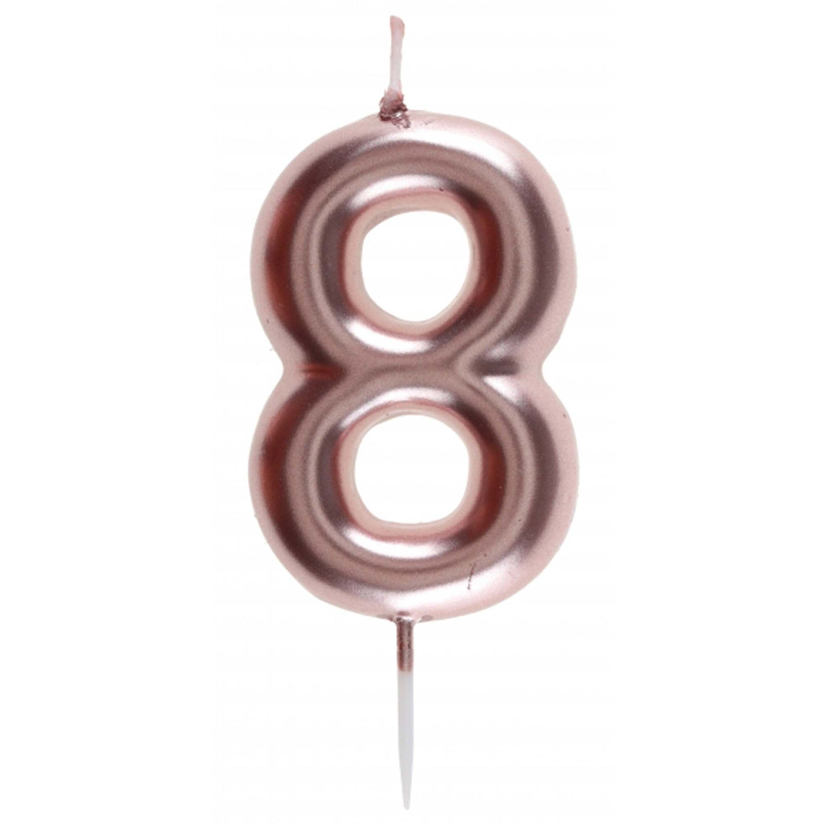SANTEX Cake Supplies Rose Gold Number 8 Birthday Candle, 1 Count 3660380068853