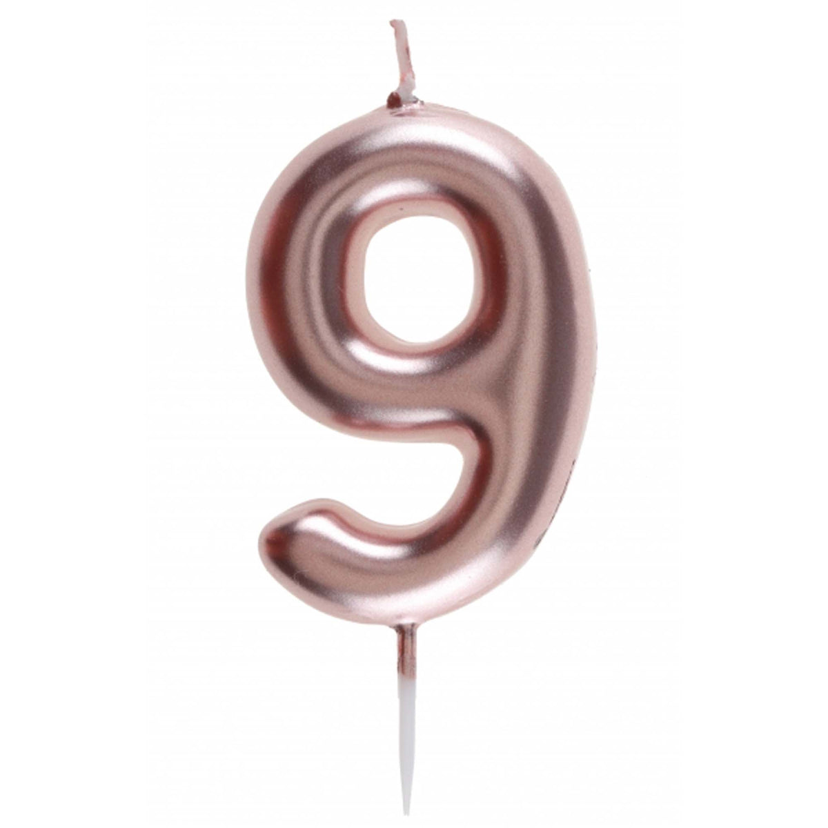 SANTEX Cake Supplies Rose Gold Number 9 Birthday Candle, 1 Count 3660380068860