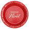 SANTEX Christmas Noël Scintillant Large Round Lunch Paper Plates, Red and Gold, 9 Inches, 10 Count 3660380091158