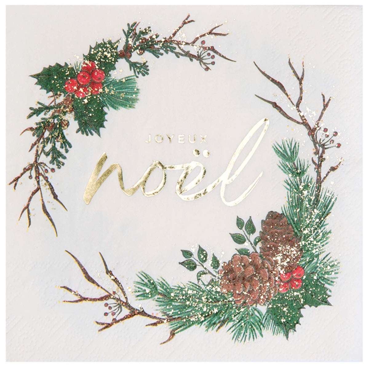 SANTEX Christmas Wooden Christmas Large Lunch Napkins, White, 20 Count 3660380107316