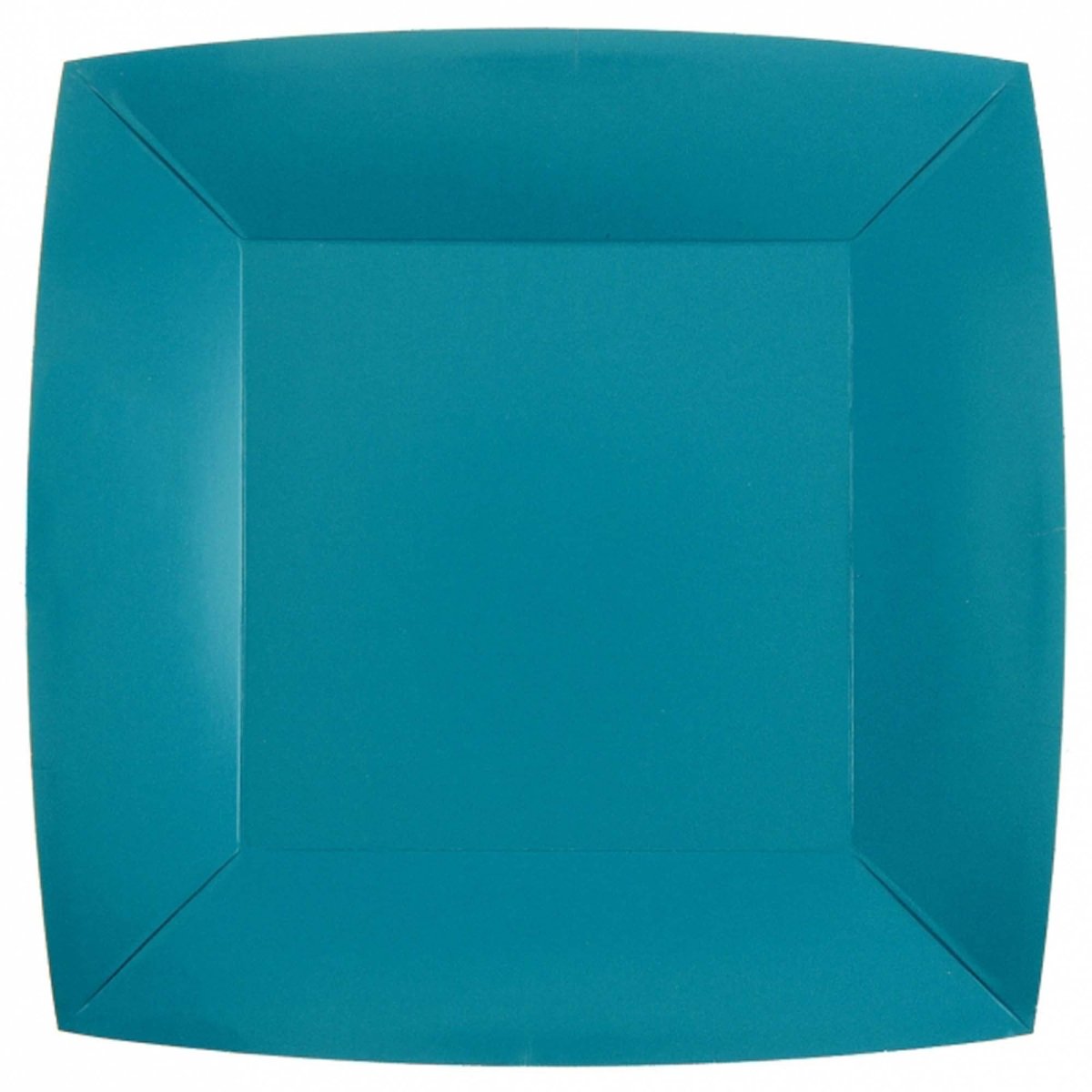 SANTEX Everyday Entertaining Aqua Blue Large Square Lunch Party Paper Plates, 9 Inches, 10 Count 3660380072447