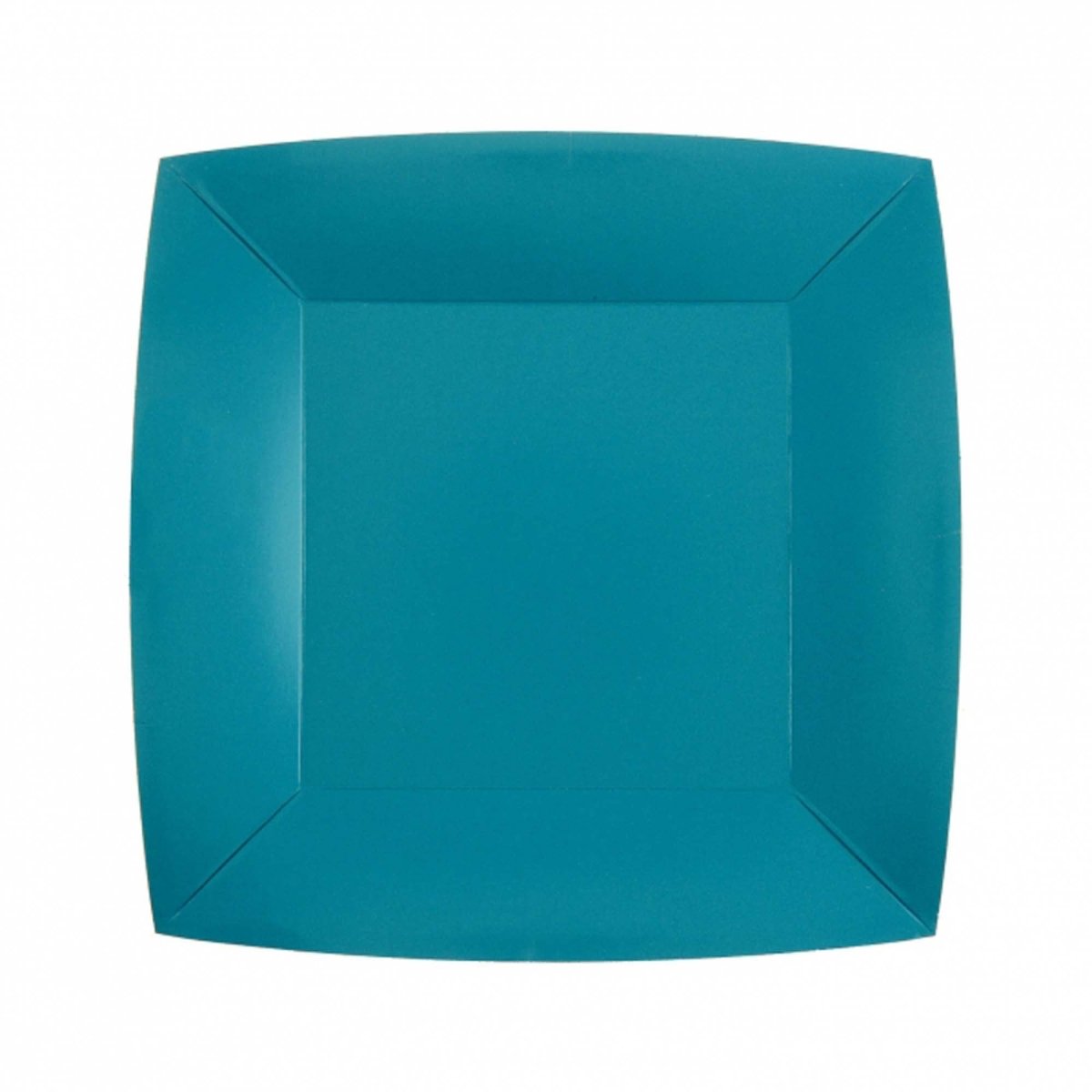 SANTEX Everyday Entertaining Aqua Blue Small Square Dessert Party Paper Plates, 7 Inches, 10 Count