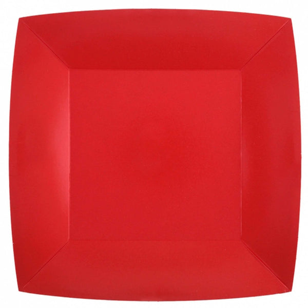 Red Large Square Lunch Paper Plates, Inches Party Expert