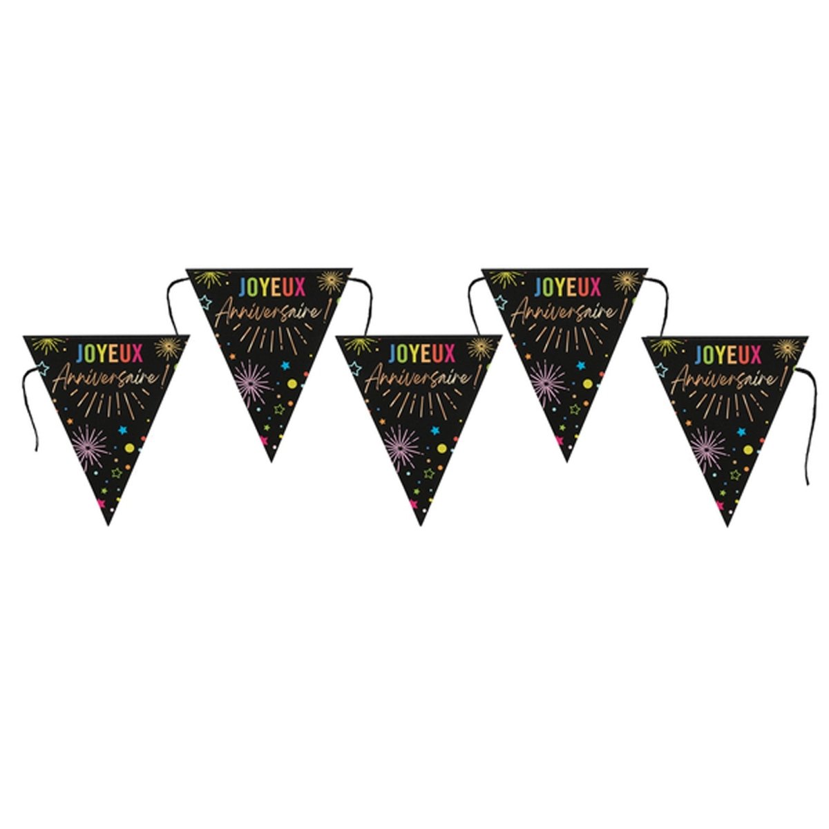 SANTEX General Birthday Black "Joyeux Anniversaire" Flag Banner, 1 Count 3660380113805