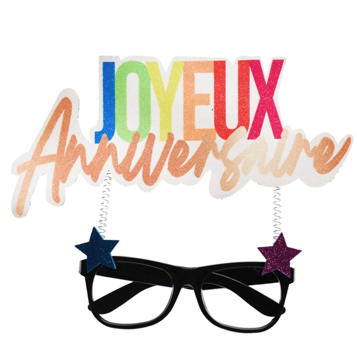 SANTEX General Birthday Black "Joyeux Anniversaire" Glasses, 1 Count 3660380113881