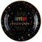 SANTEX General Birthday Black "Joyeux Anniversaire" Round Lunch Paper Plates, 9 Inches, 6 Count 3660380113973