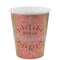 SANTEX General Birthday "Joyeux Anniversaire" Birthday Paper Cups, White and Rose Gold, 9 Oz, 10 Count