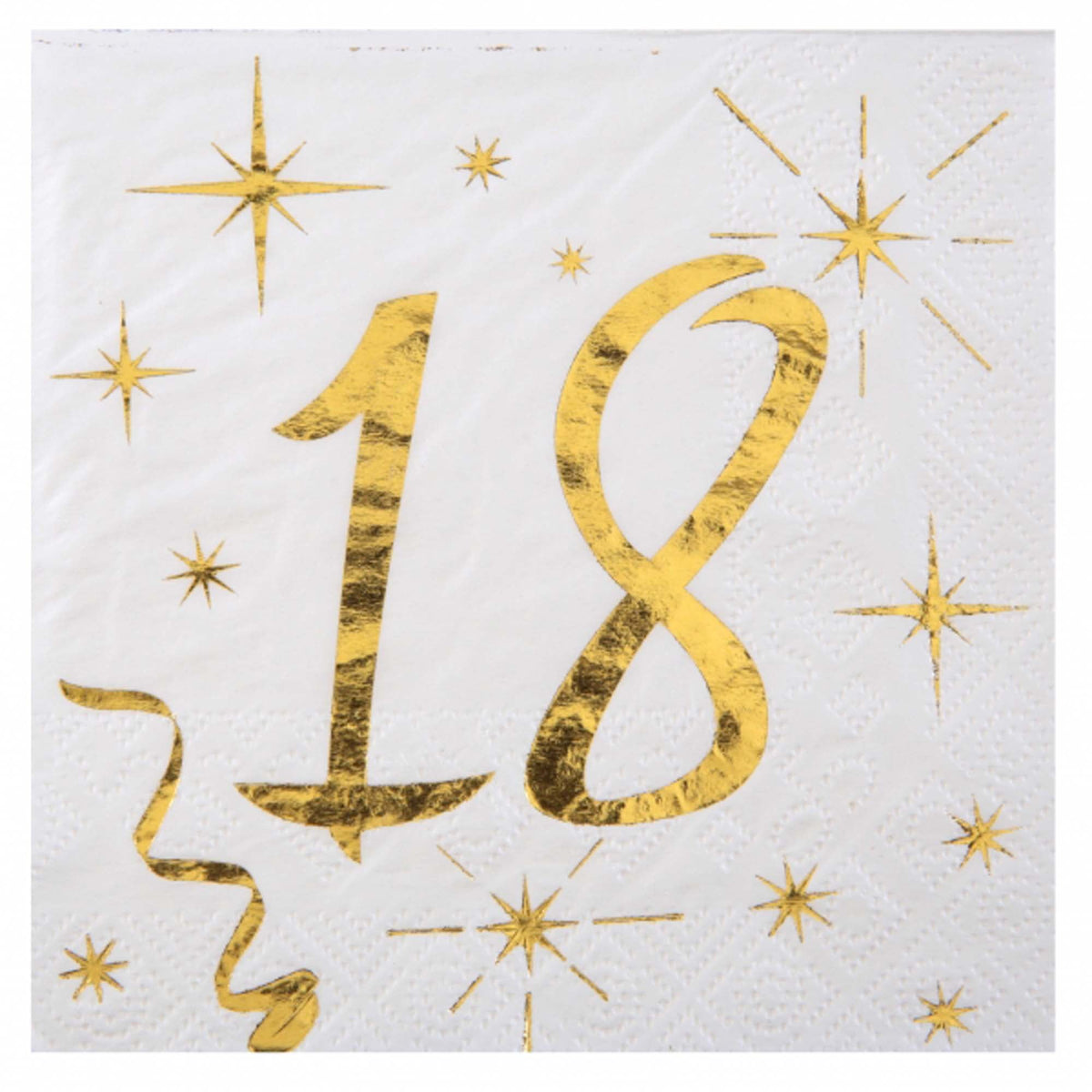 SANTEX General Birthday Starry Golden Age 18th Birthday Large Lunch Napkins, 20 Count