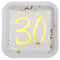 SANTEX General Birthday Starry Golden Age 30th Birthday Large Square Lunch Paper Plates, 9 Inches, 10 Count 3660380040392