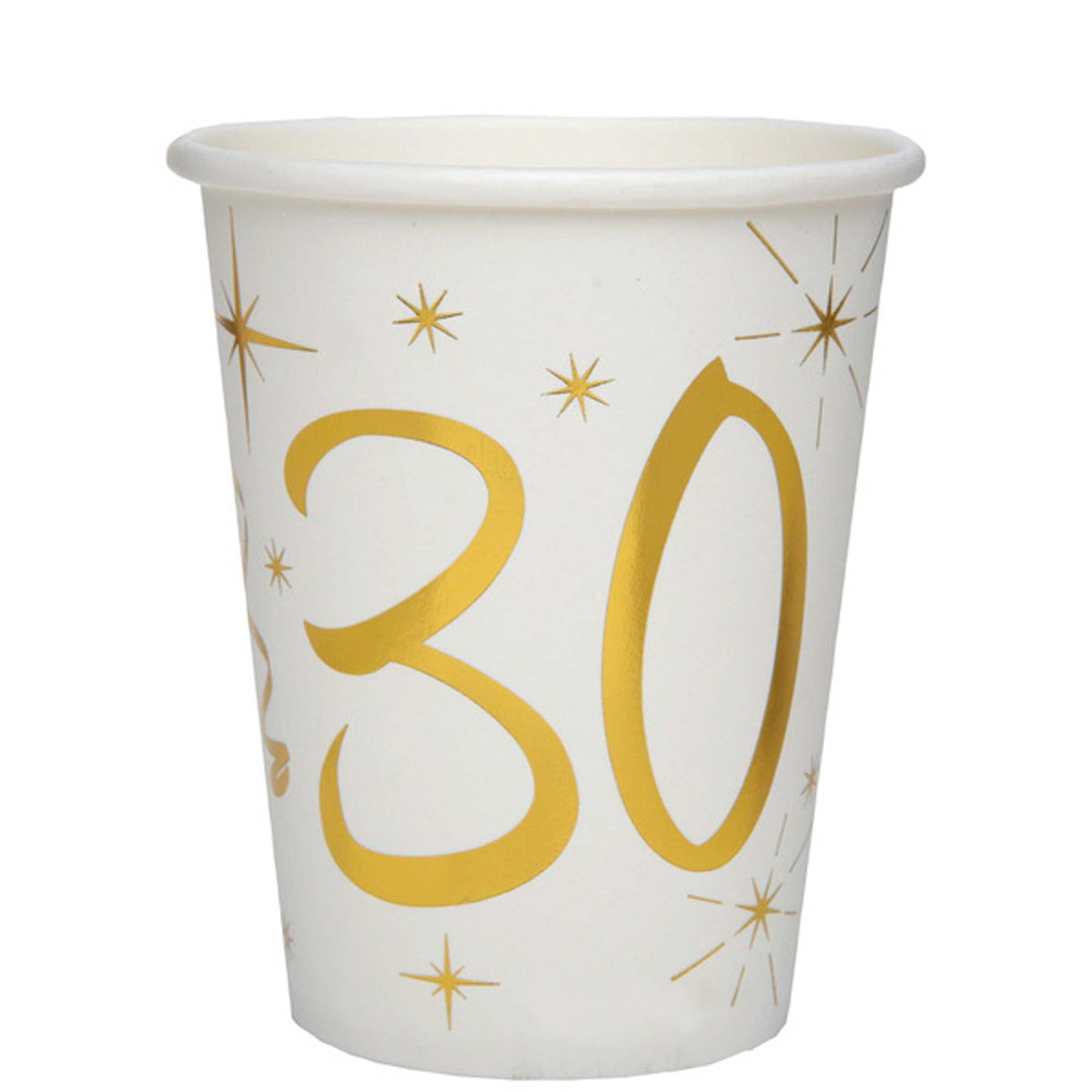 SANTEX General Birthday Starry Golden Age 30th Birthday Party Paper Cups, 9 Oz, 10 Count 3660380040477
