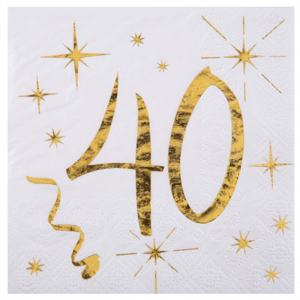 SANTEX General Birthday Starry Golden Age 40th Birthday Large Lunch Napkins, 20 Count 3660380040644