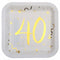 SANTEX General Birthday Starry Golden Age 40th Birthday Large Square Lunch Paper Plates, 9 Inches, 10 Count 3660380040408