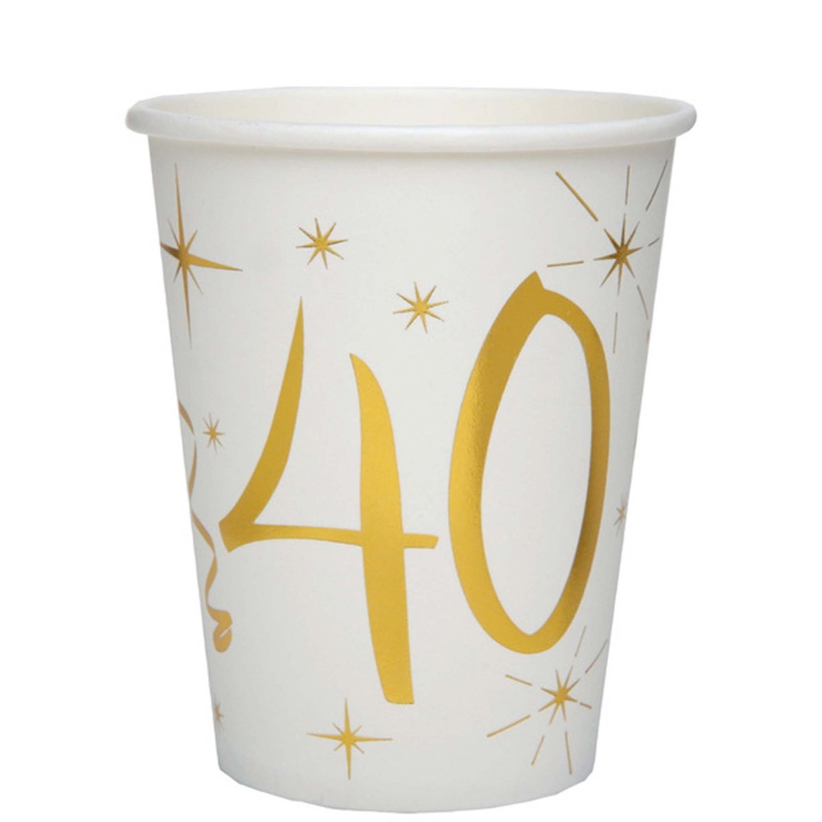 Starry Golden Age 40th Birthday Paper Cups, 9 Oz | Party Expert