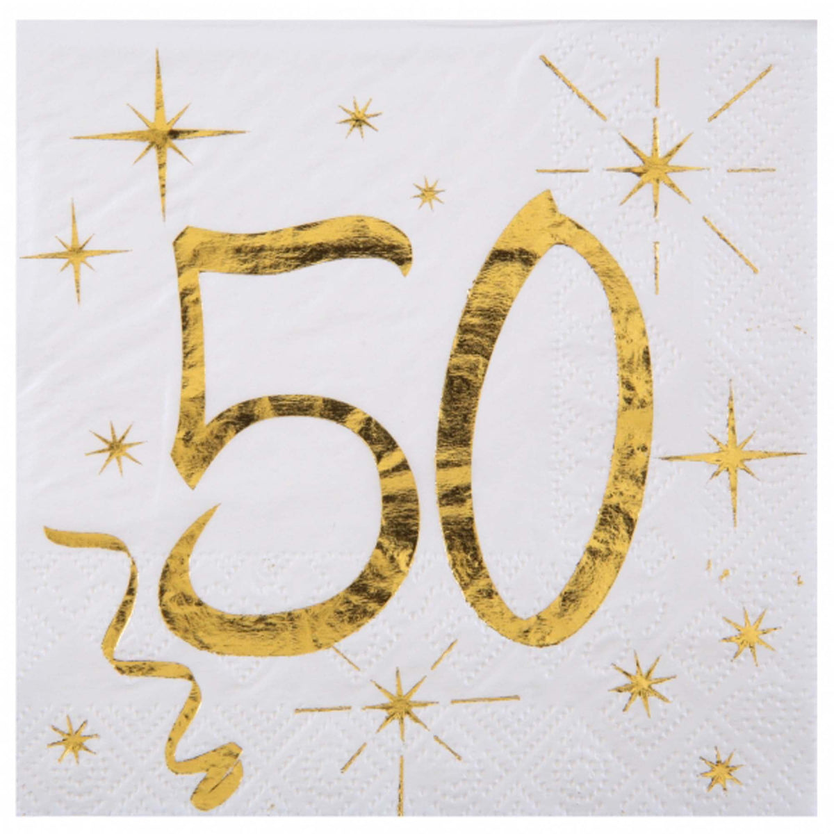 SANTEX General Birthday Starry Golden Age 50th Birthday Large Lunch Napkins, 20 Count 3660380040651