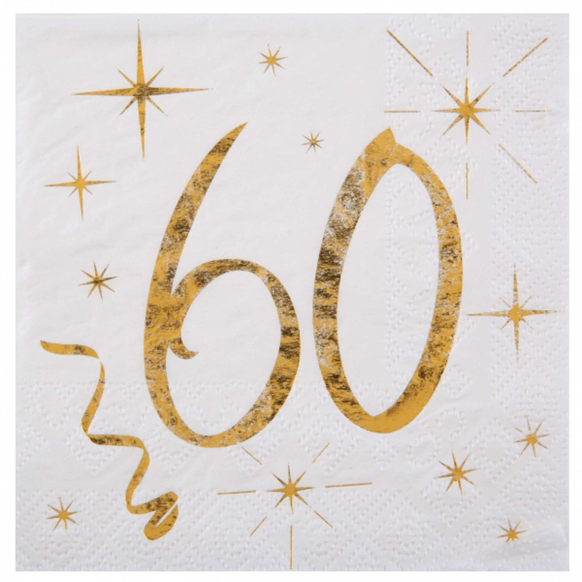 SANTEX General Birthday Starry Golden Age 60th Birthday Large Lunch Napkins, 20 Count