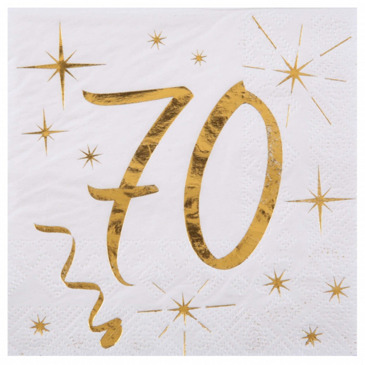 SANTEX General Birthday Starry Golden Age 70th Birthday Large Lunch Napkins, 20 Count