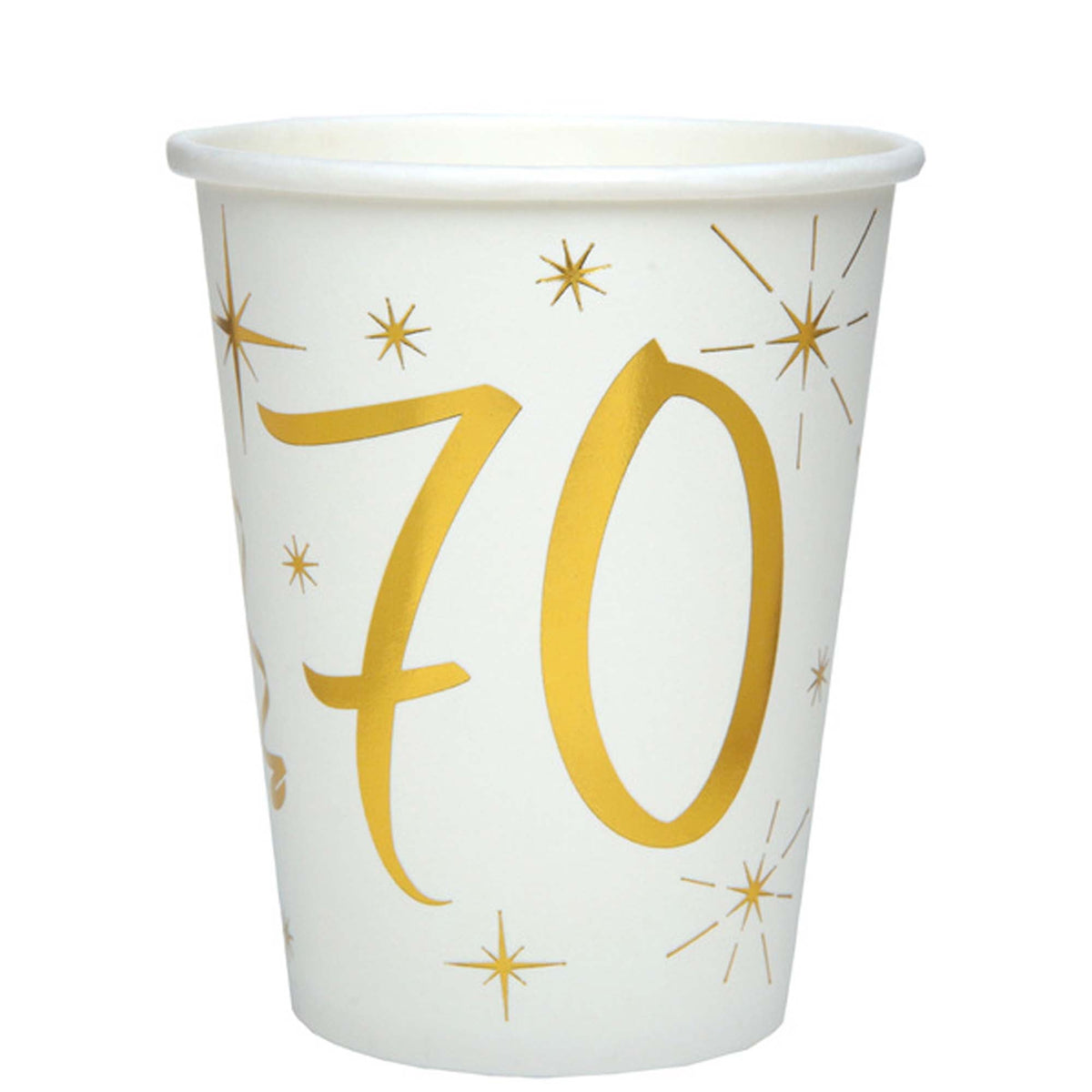 SANTEX General Birthday Starry Golden Age 70th Birthday Party Paper Cups, 9 Oz, 10 Count 3660380040514