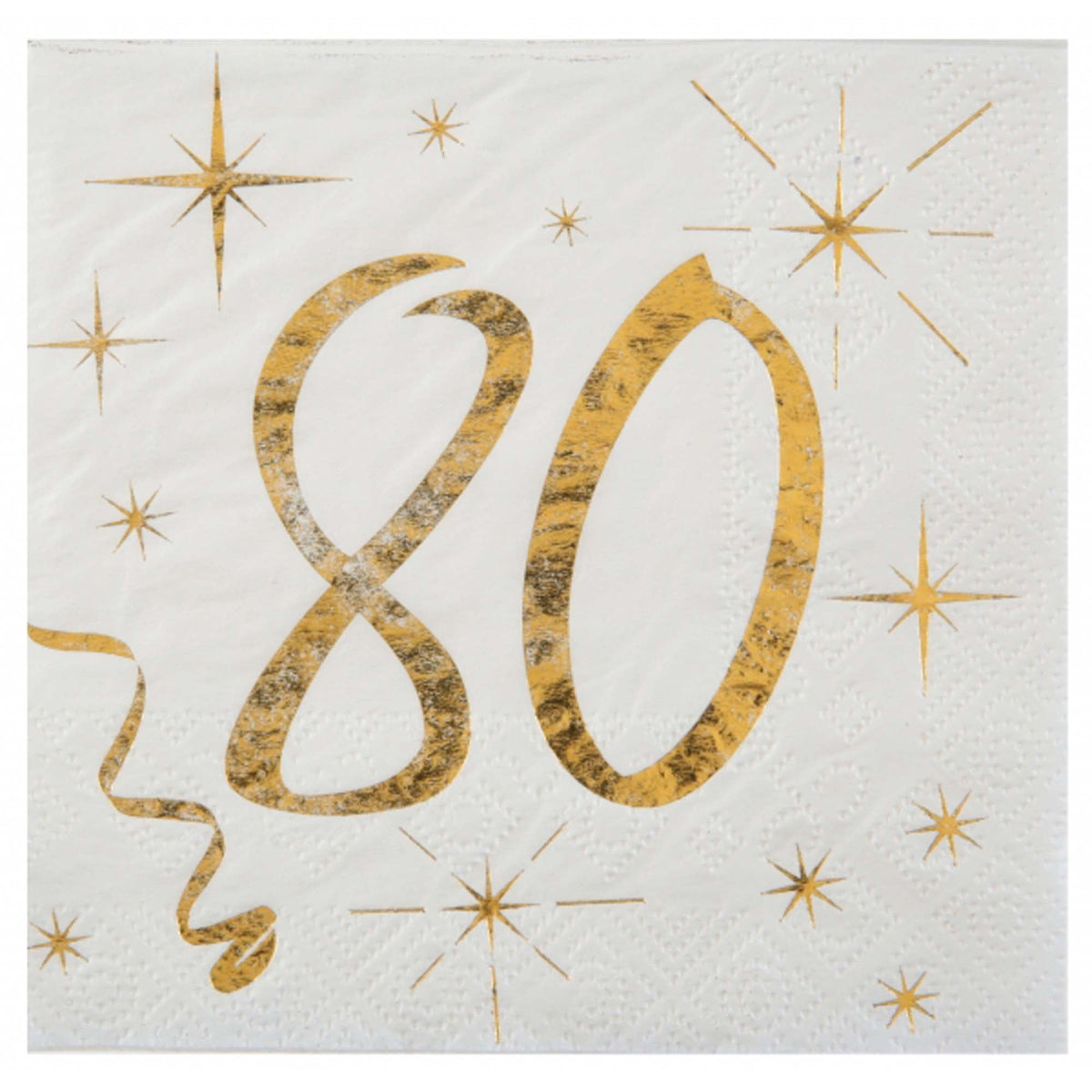SANTEX General Birthday Starry Golden Age 80th Birthday Large Lunch Napkins, 20 Count 3660380040682