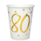 SANTEX General Birthday Starry Golden Age 80th Birthday Party Paper Cups, 9 Oz, 10 Count