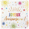 SANTEX General Birthday White "Joyeux Anniversaire" Lunch Napkins, 12 Count 3660380113546