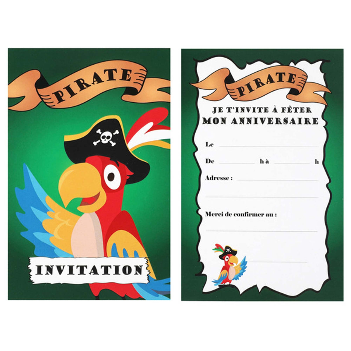 SANTEX Kids Birthday Ahoy Pirate Birthday Paper Invitation Cards, 6 Count